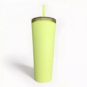 Starbucks TUMBLER w/ Lid and Straw - Iced Coffee - CHARTREUSE - Cold Cup -24 oz